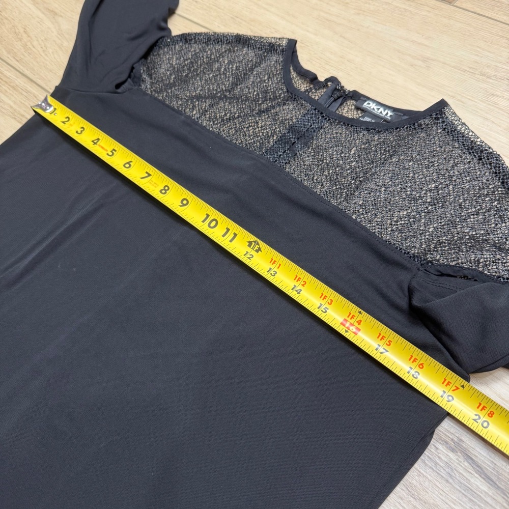 DKNY Womens Black Cold Shoulder Mesh Long Sleeve Dress Whimsigoth Large - Picture 9 of 12
